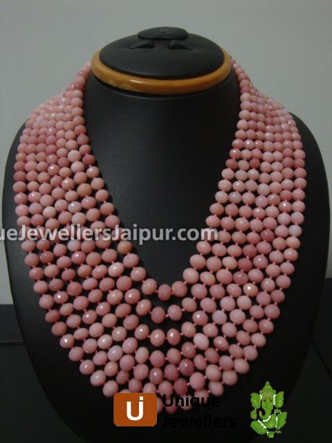 Pink Opel Far Faceted Roundelle Beads